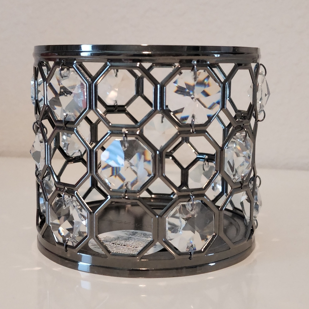 Bath & Body Works Metal & Crystal 3-Wick Candle Holder NWT